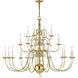 Williamsburgh 22 Light 42 inch Polished Brass Chandelier Ceiling Light