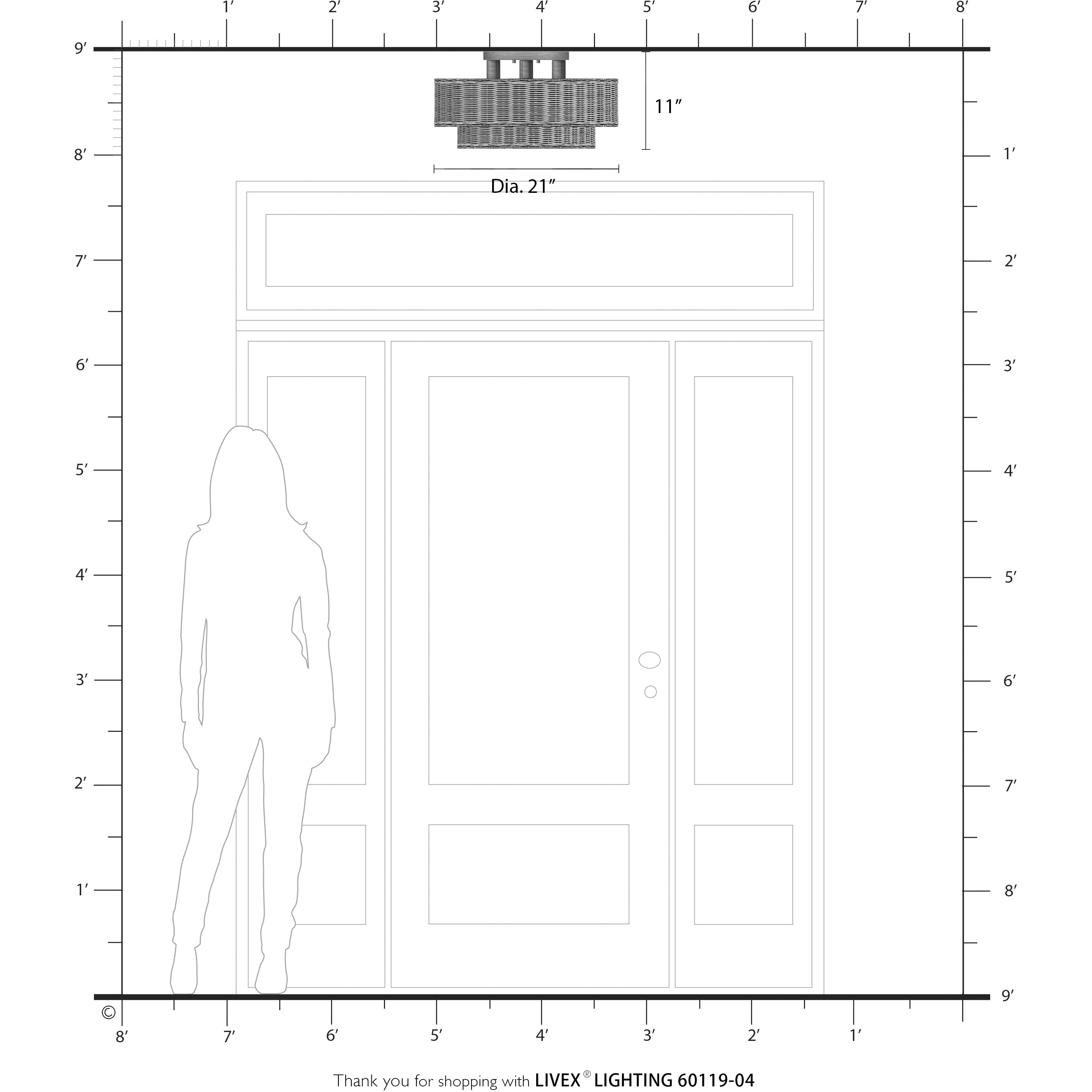 Weavington 4 Light 21 inch Black Semi Flush Mount Ceiling Light, Extra Large