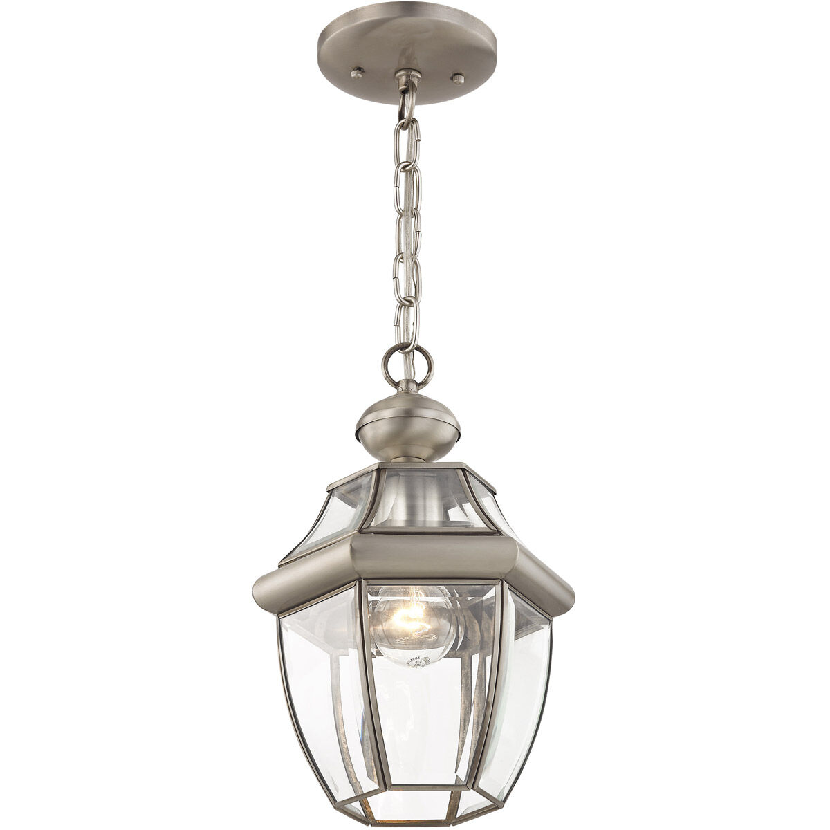 Monterey 1 Light 9 inch Brushed Nickel Outdoor Pendant Lantern