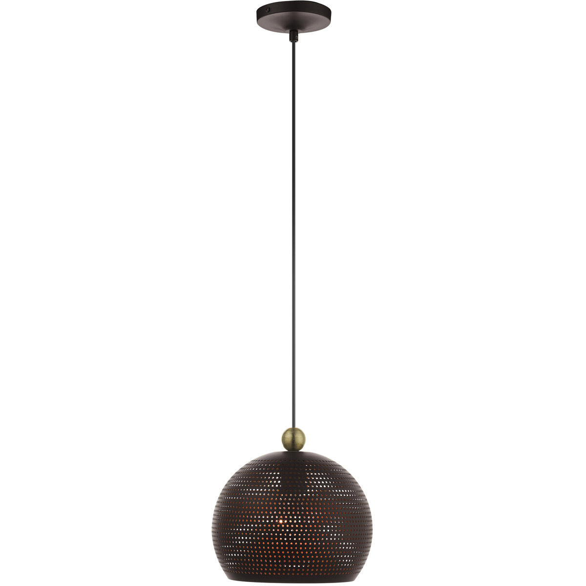Dublin 1 Light 9.88 inch Bronze with Antique Brass Accents Pendant Ceiling Light