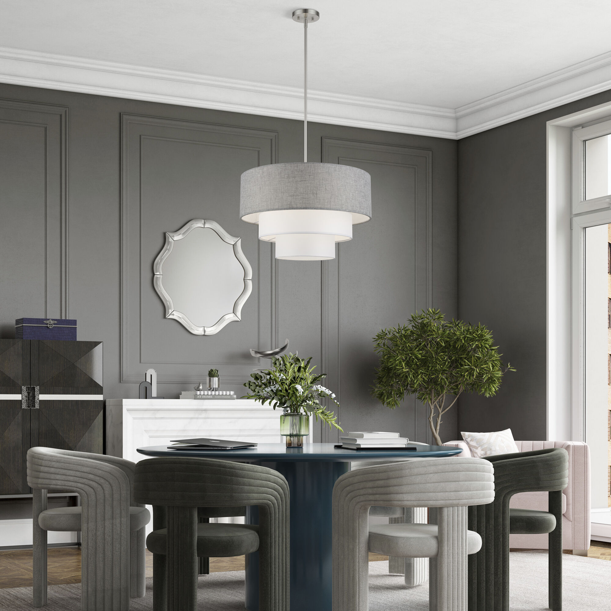 Brookmeade 4 Light 23 inch Brushed Nickel Pendant Chandelier Ceiling Light