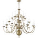 Williamsburgh 20 Light 36 inch Antique Brass Foyer Chandelier Ceiling Light