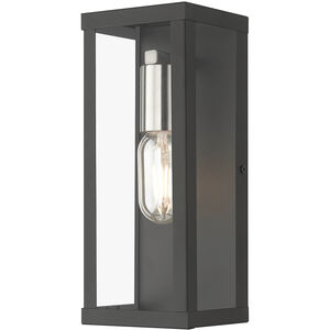 Gaffney 1 Light 11 inch Black with Brushed Nickel Finish Accents Outdoor Wall Lantern, Medium