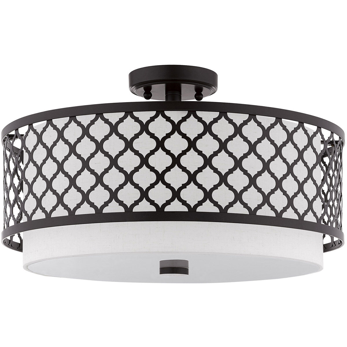 Arabesque 3 Light 18 inch English Bronze Semi-Flush Mount Ceiling Light