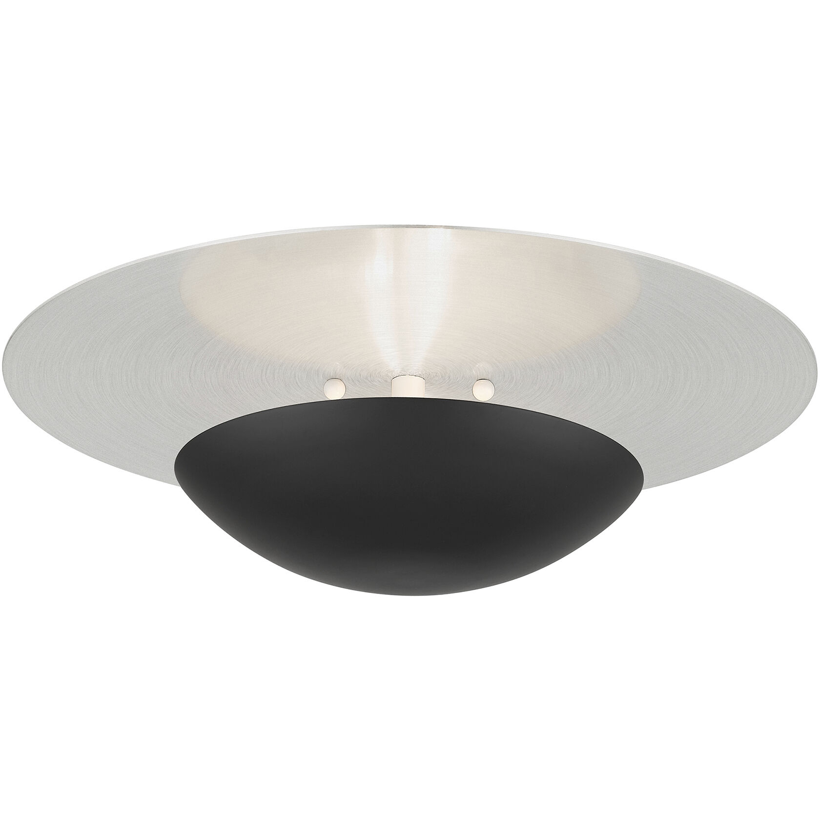 Ventura 2 Light 15 inch Black with Brushed Nickel Reflector Backplate Semi-Flush/Wall Sconce Ceiling Light, Large