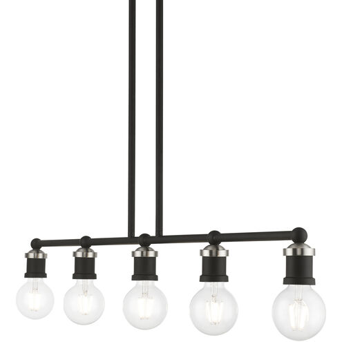 Lansdale 5 Light 40 inch Black with Brushed Nickel Accents Linear Chandelier Ceiling Light, Large