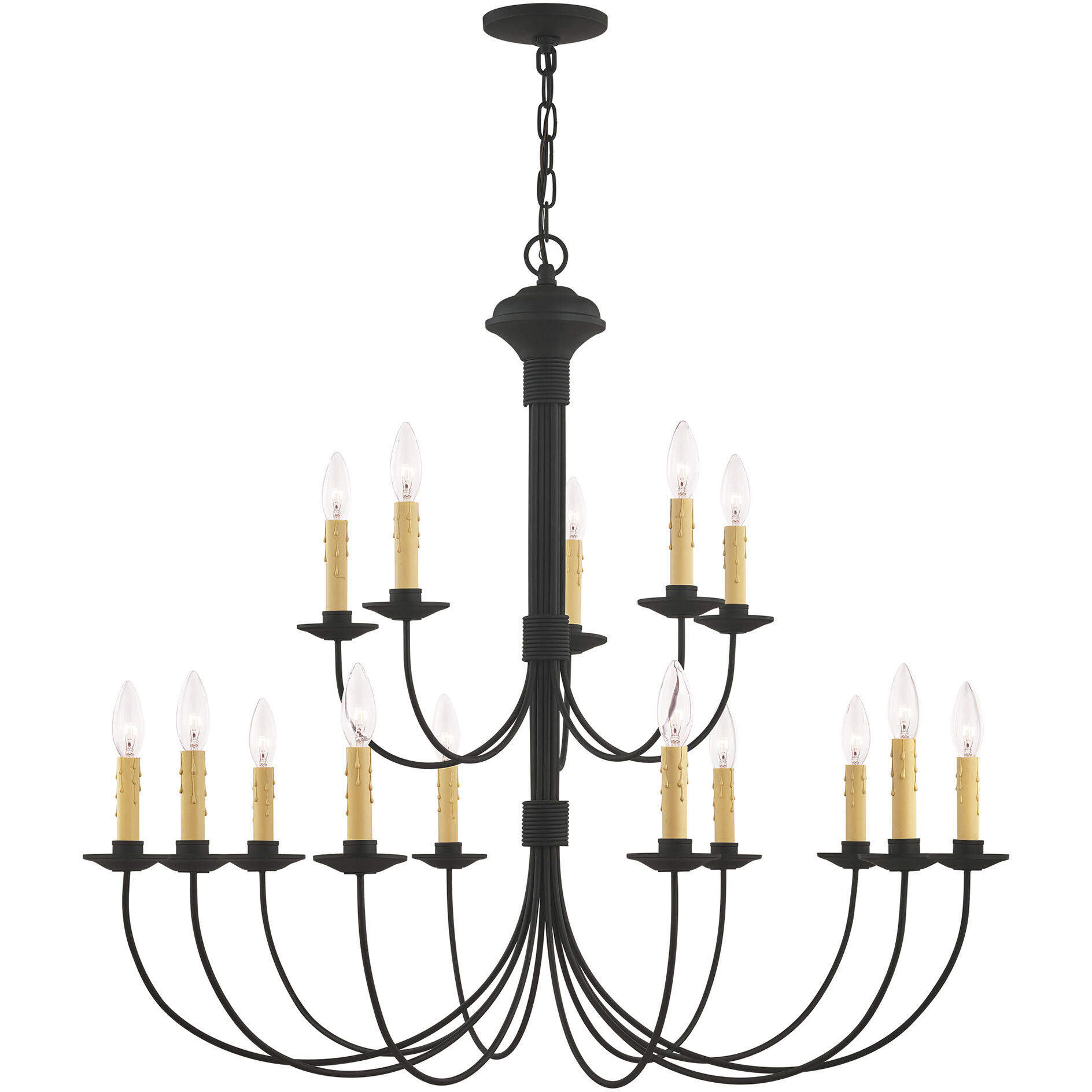 Heritage 15 Light 36 inch Black Chandelier Ceiling Light
