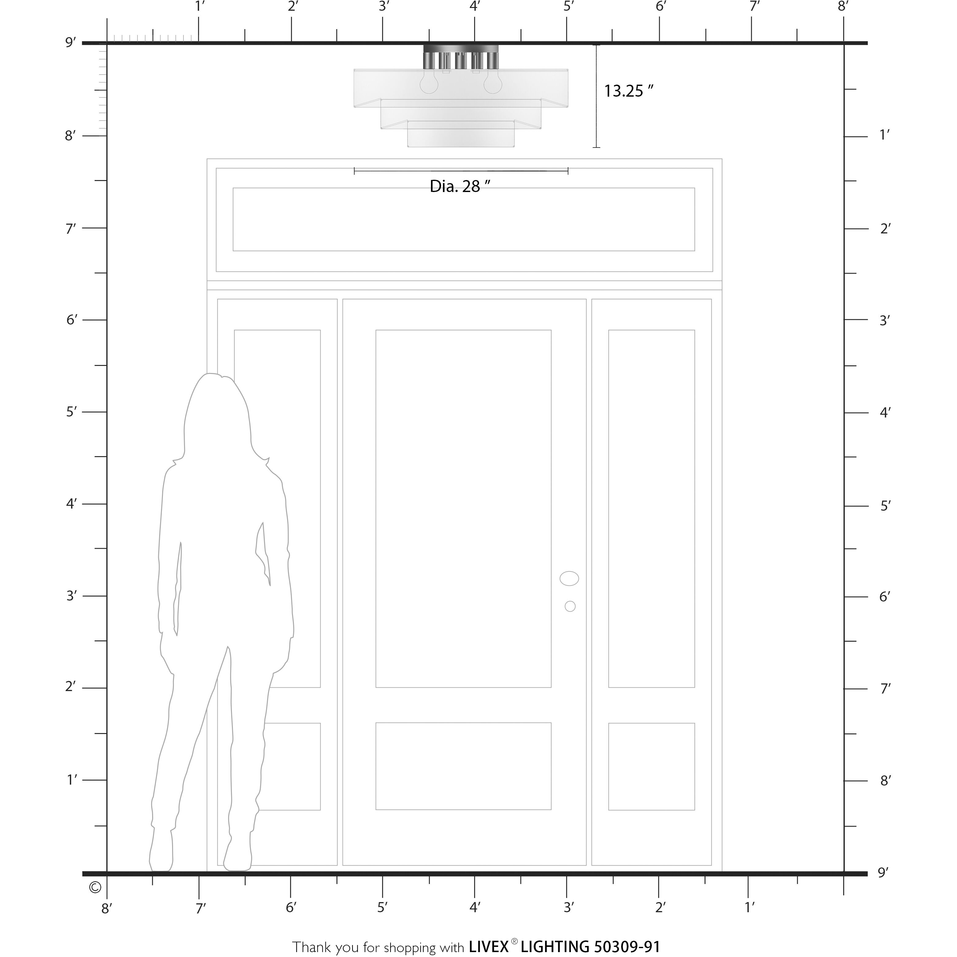 Manorwood 5 Light 28 inch Brushed Nickel Semi-Flush Ceiling Light