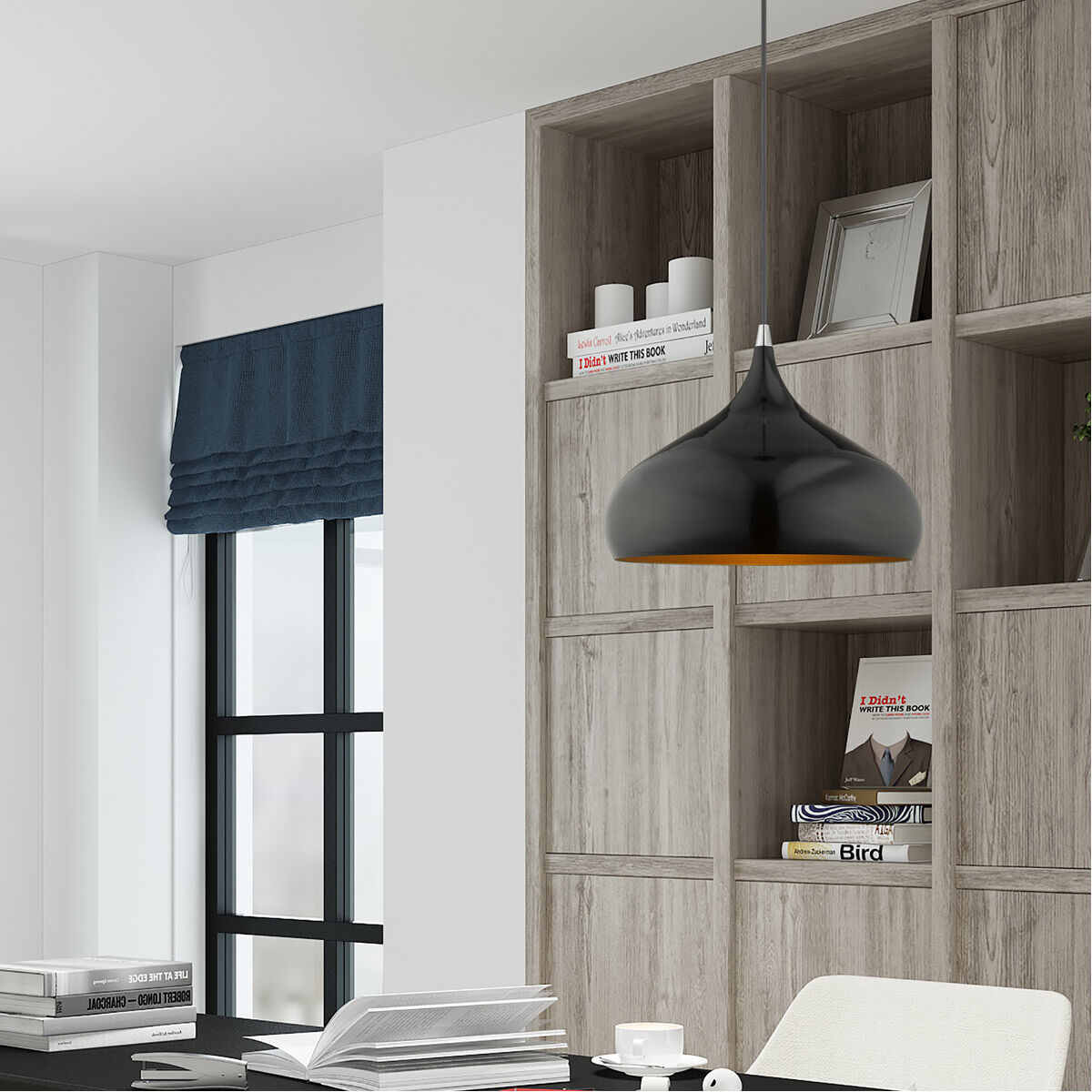 Allison 1 Light 14 inch Shiny Black Mini Pendant Ceiling Light