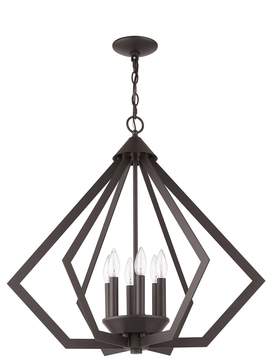Prism 6 Light 26 inch Bronze Chandelier Ceiling Light