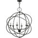 Aria 6 Light 28 inch Black with Brushed Nickel Finish Candles Pendant Chandelier Ceiling Light, Globe