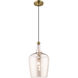 Art Glass 1 Light 9 inch Antique Brass Mini Pendant Ceiling Light