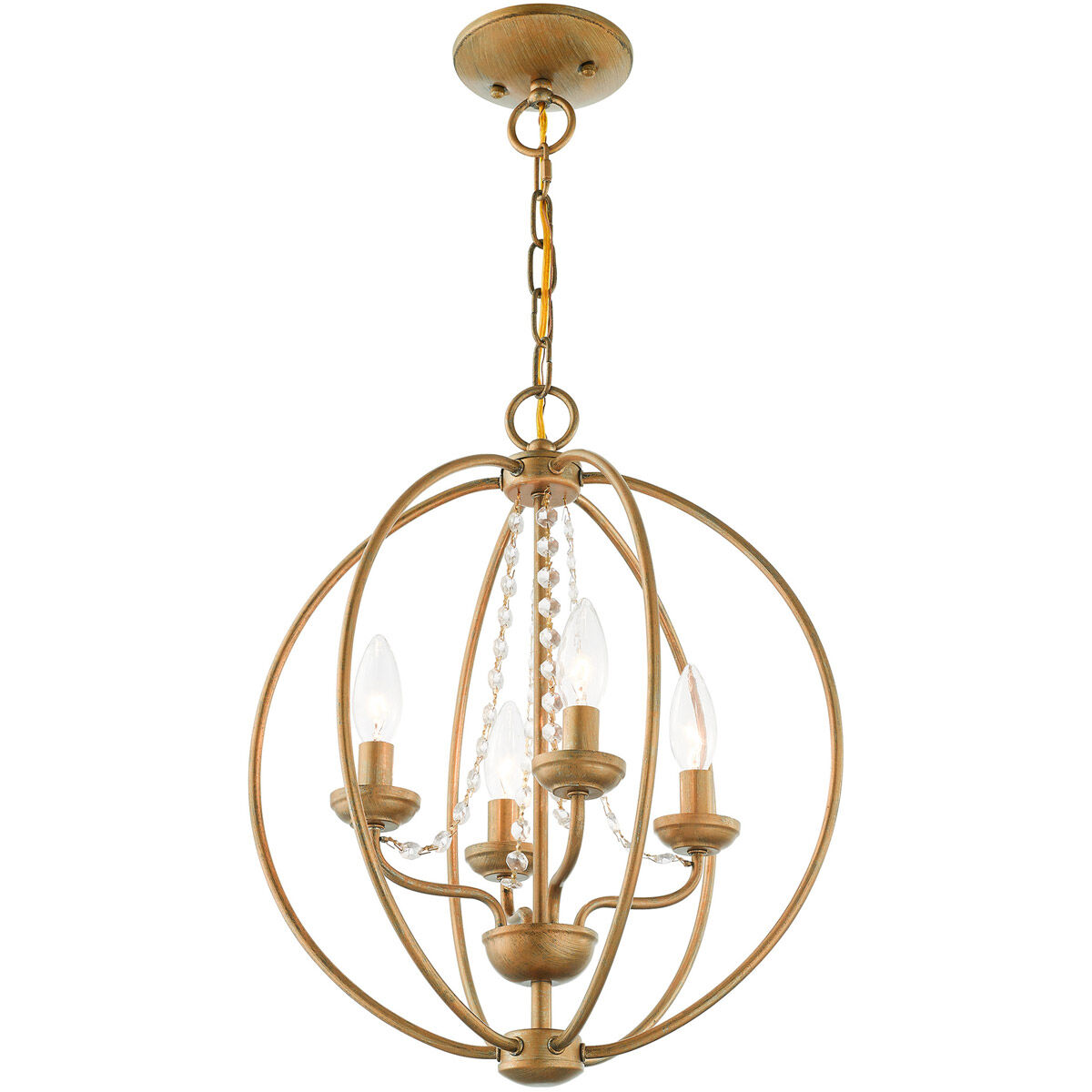Arabella 4 Light 15 inch Antique Gold Leaf Convertible Mini Chandelier/Ceiling Mount Ceiling Light