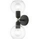Downtown 2 Light 6.5 inch Black with Brushed Nickel Accents Vanity Sconce Wall Light, Sphere