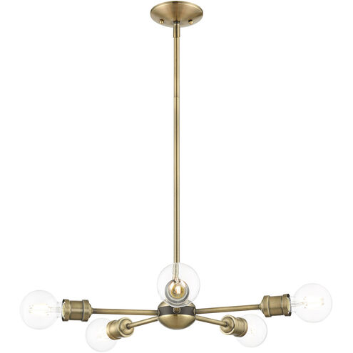 Lansdale 5 Light 19 inch Antique Brass with Bronze Accents Chandelier Ceiling Light