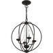 Arabella 4 Light 15 inch Black with Brushed Nickel Finish Candles Convertible Chandelier/ Semi-Flush Ceiling Light, Globe