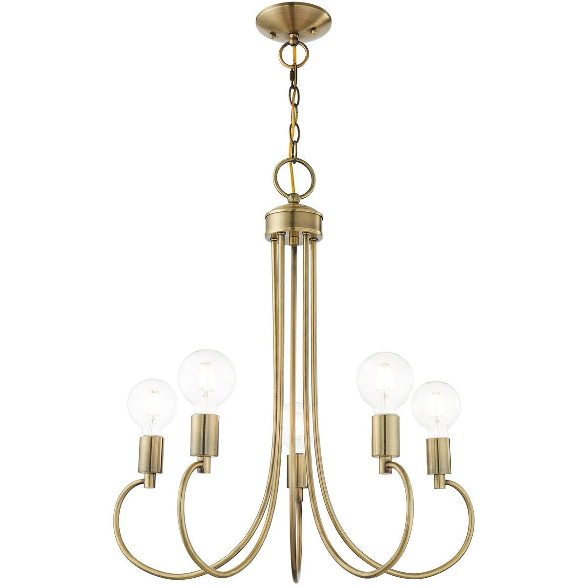 Bari 5 Light 25 inch Antique Brass Chandelier Ceiling Light