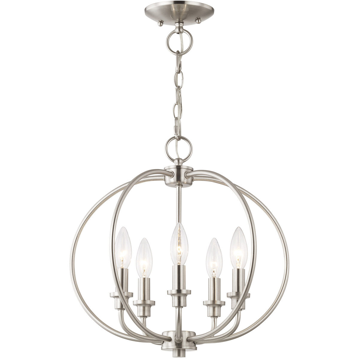 Milania 5 Light 16 inch Brushed Nickel Convertible Mini Chandelier/Ceiling Mount Ceiling Light
