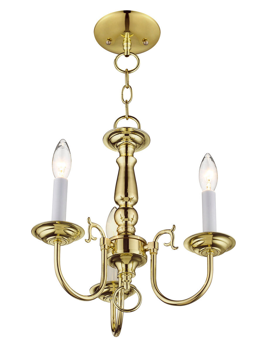 Williamsburgh 3 Light 14 inch Polished Brass Mini Chandelier Ceiling Light