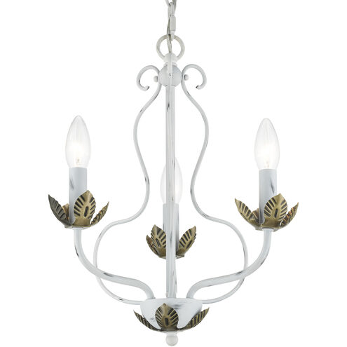 Katarina 3 Light 13 inch Antique White with Antique Brass Accents Chandelier Ceiling Light