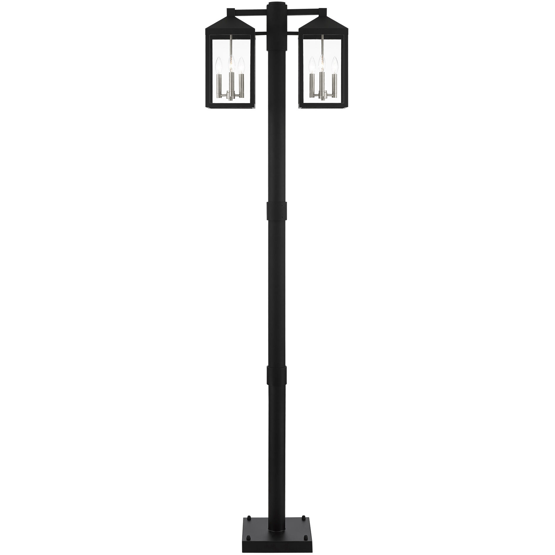 Nyack 6 Light 93 inch Black with Brushed Nickel Cluster Outdoor Post Light
