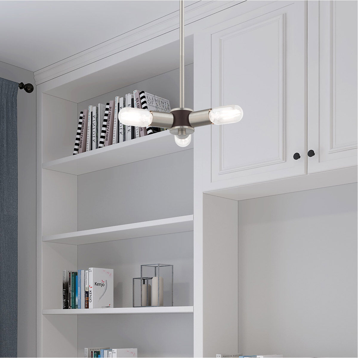 Copenhagen 3 Light 13 inch Brushed Nickel Mini Chandelier Ceiling Light