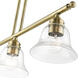 Moreland 3 Light 30 inch Antique Brass Linear Chandelier Ceiling Light