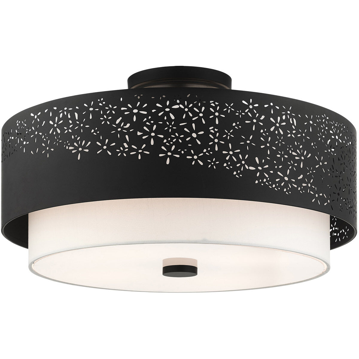 Noria 4 Light 20 inch Black Semi Flush Ceiling Light