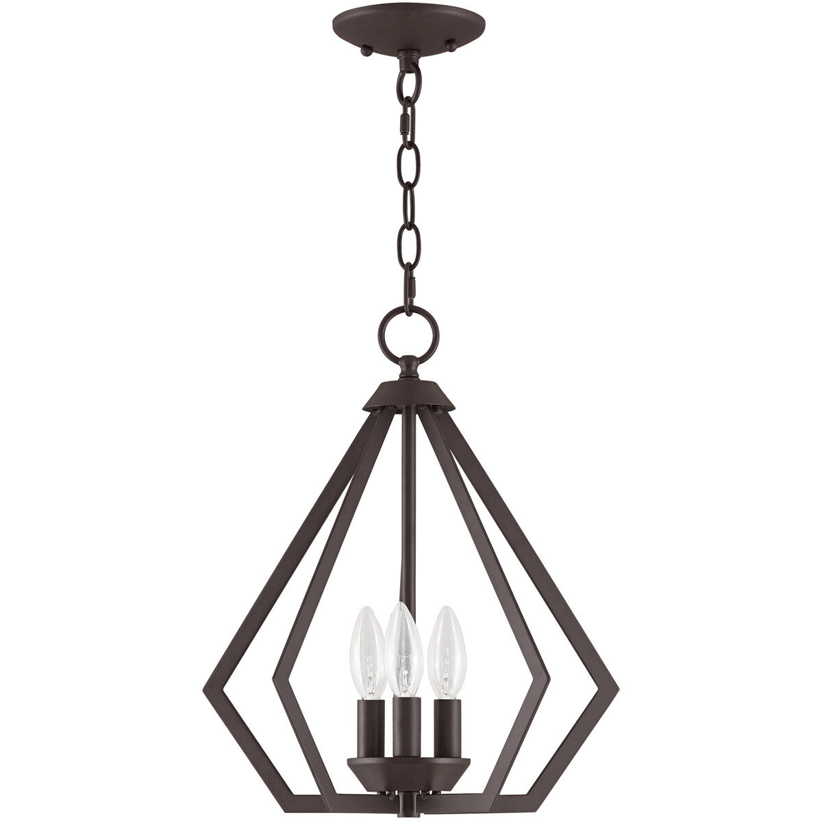 Prism 3 Light 14 inch Bronze Convertible Mini Chandelier/Ceiling Mount Ceiling Light