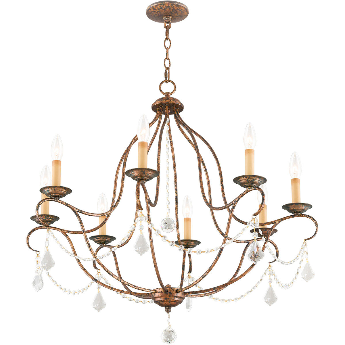 Chesterfield 8 Light 32 inch Hand Applied Venetian Golden Bronze Chandelier Ceiling Light
