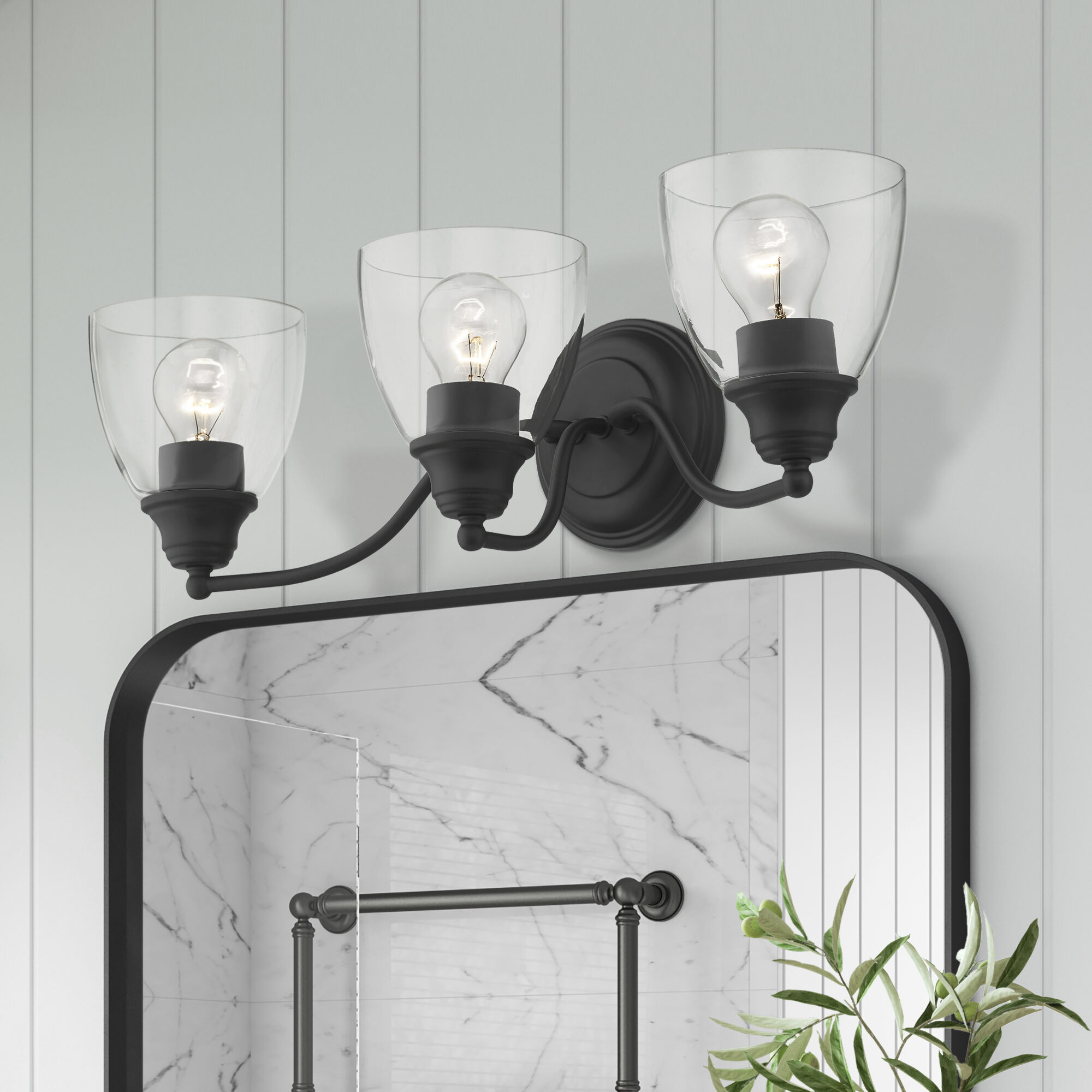Montgomery 3 Light 23 inch Black Vanity Sconce Wall Light