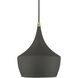 Waldorf 1 Light 9.5 inch Bronze with Antique Brass Finish Accents Pendant Ceiling Light in Bronze with Antique Brass Accent