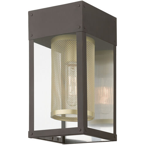 Franklin 1 Light 12 inch Bronze with Soft Gold Candle Outdoor Wall Lantern