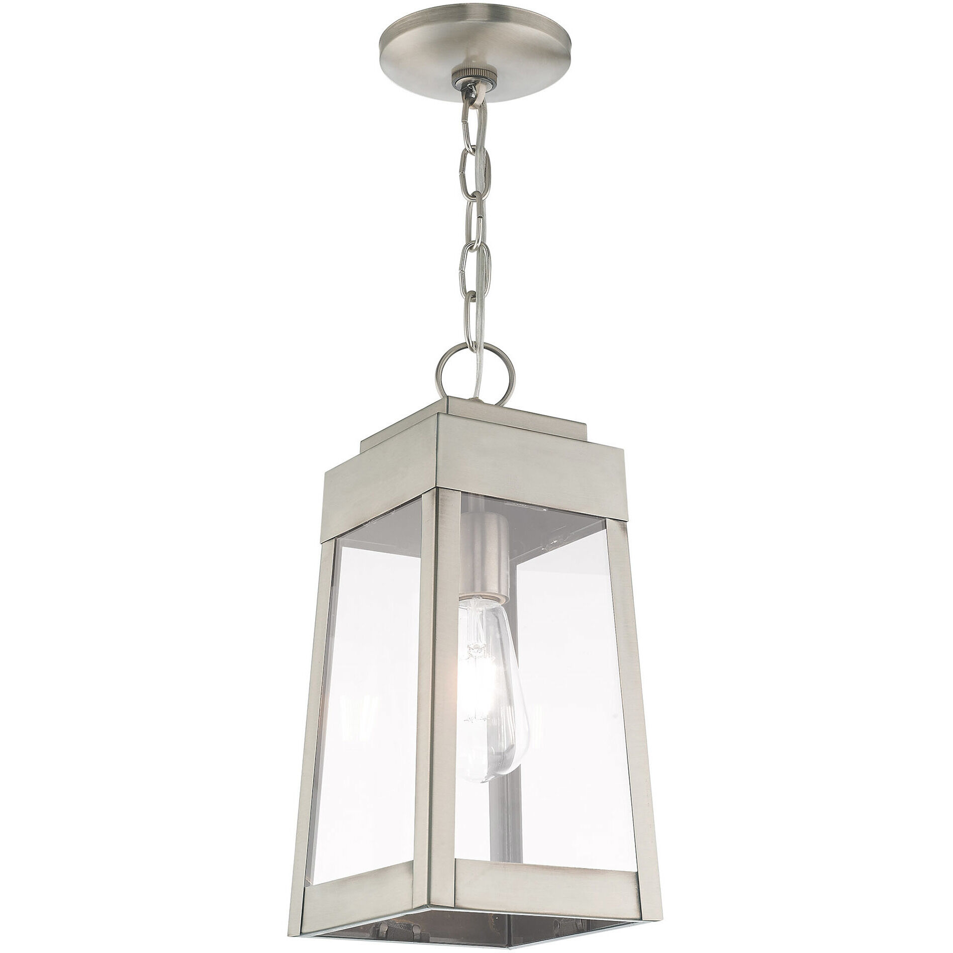 Oslo 1 Light 6 inch Brushed Nickel Outdoor Pendant Lantern