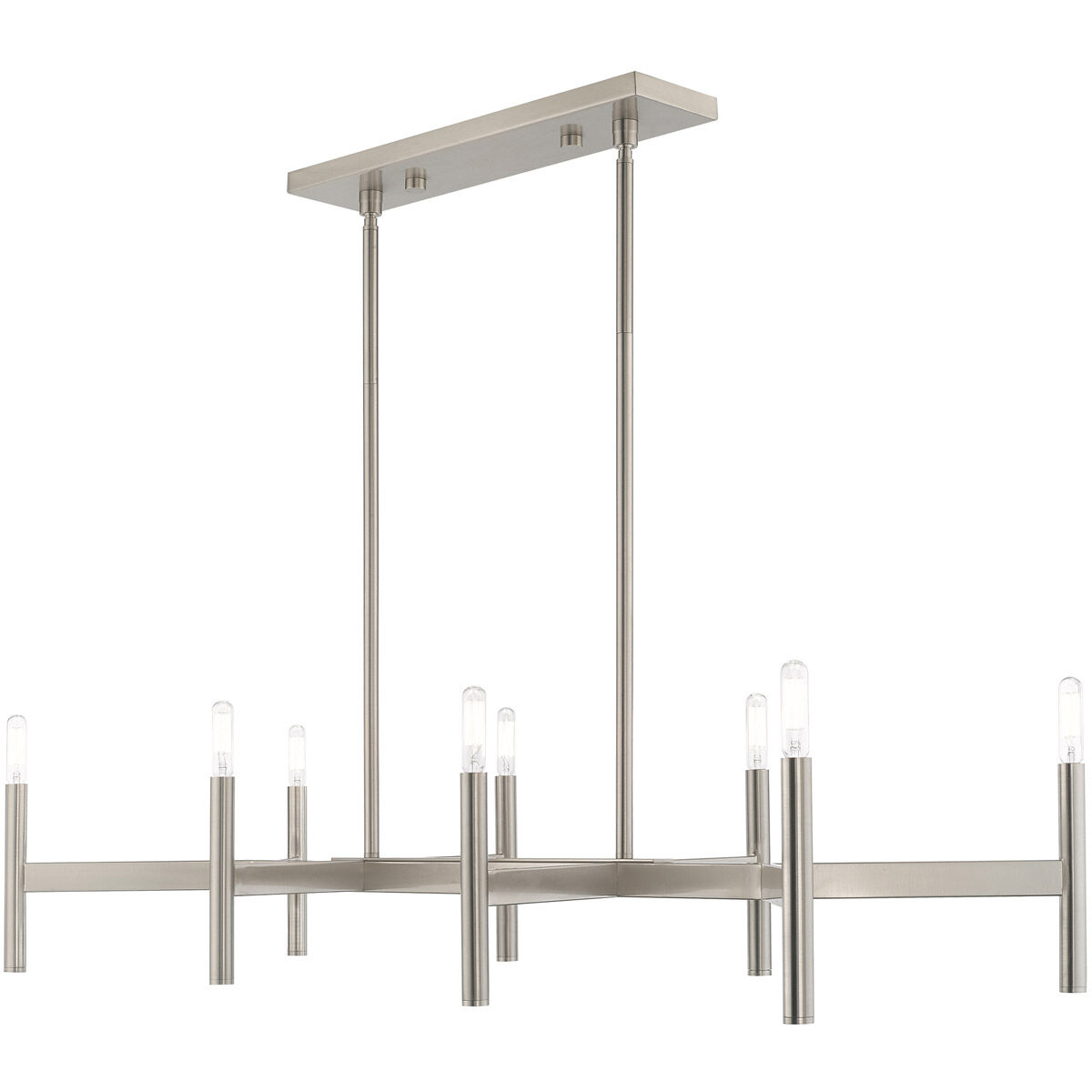 Copenhagen 8 Light 40 inch Brushed Nickel Linear Chandelier Ceiling Light 