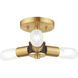 Copenhagen 3 Light 14 inch Satin Brass Semi-Flush Mount Ceiling Light
