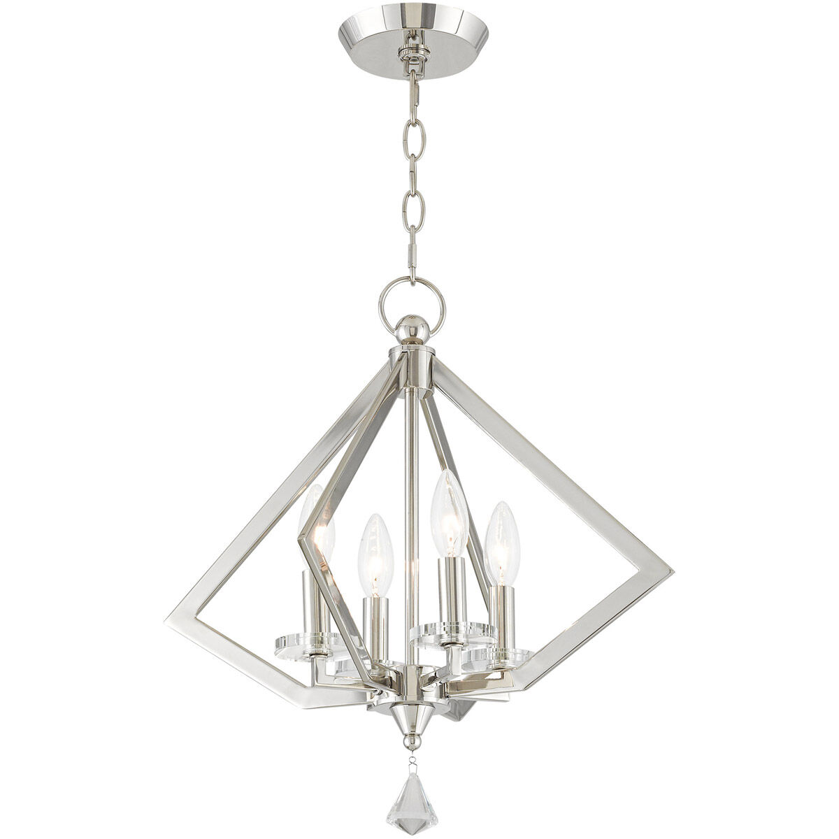 Diamond 4 Light 18 inch Polished Nickel Mini Chandelier Ceiling Light