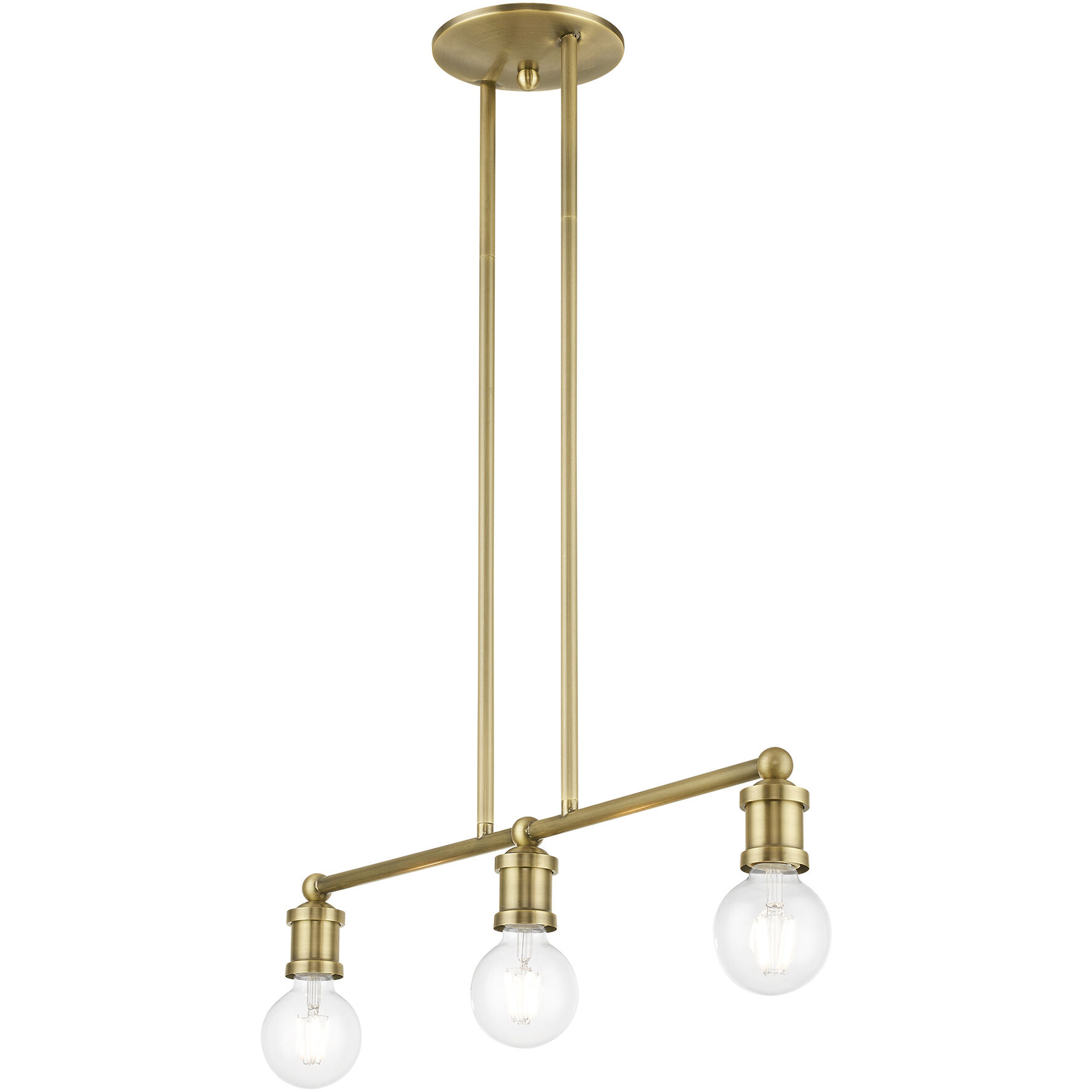 Lansdale 3 Light 24 inch Antique Brass Linear Chandelier Ceiling Light
