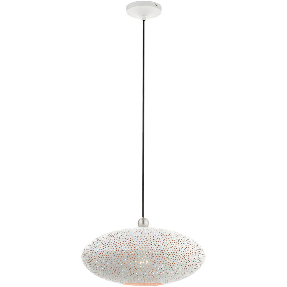 Dublin 1 Light 16 inch White with Brushed Nickel Accents Pendant Ceiling Light
