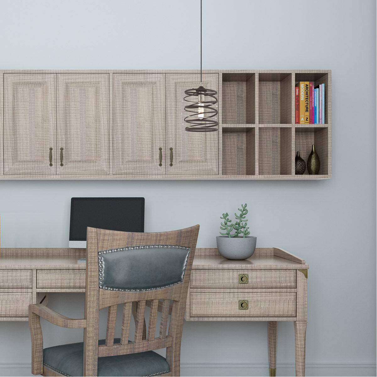 Geometric 1 Light 8 inch Bronze Mini Pendant Ceiling Light