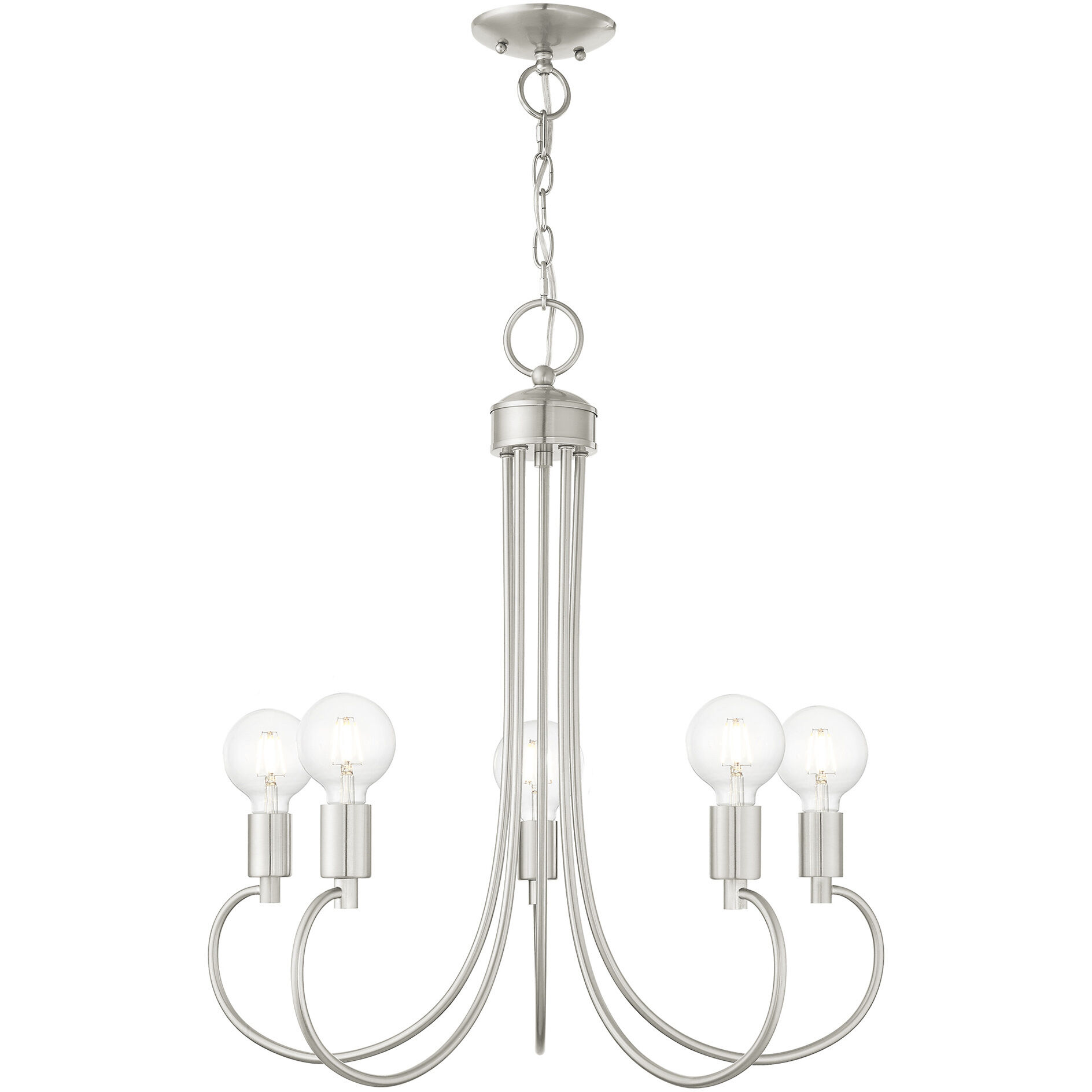 Bari 5 Light 25 inch Brushed Nickel Chandelier Ceiling Light