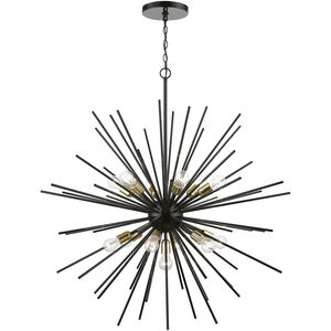 Tribeca 13 Light 42 inch Shiny Black with Polished Brass Accents Foyer Chandelier Ceiling Light, Extra Large