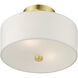 Meridian 2 Light 11 inch Satin Brass Semi Flush Ceiling Light 