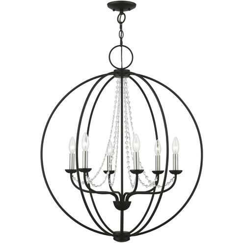 Arabella 6 Light 28 inch Black with Brushed Nickel Finish Candles Pendant Chandelier Ceiling Light, Globe