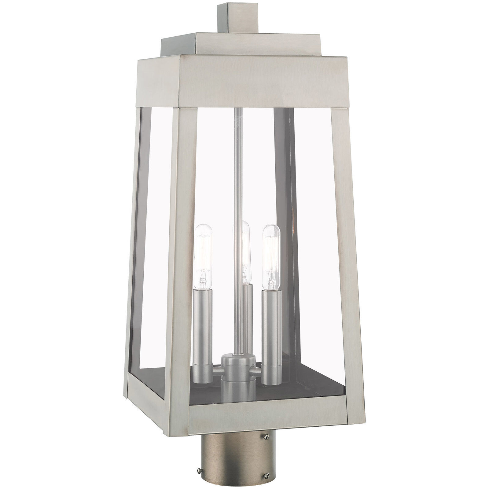 Oslo 3 Light 20 inch Brushed Nickel Outdoor Post Top Lantern