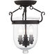 Jefferson 3 Light 10 inch Black Semi-Flush Mount Ceiling Light
