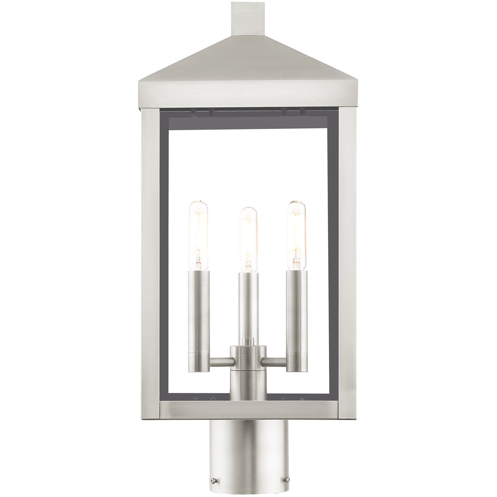 Nyack 3 Light 20 inch Brushed Nickel Outdoor Post Top Lantern