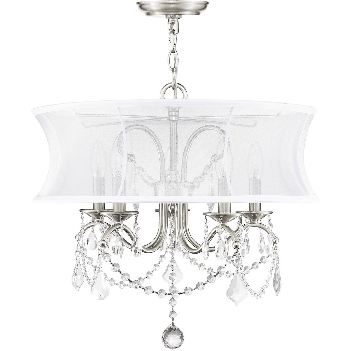 Newcastle 5 Light 20 inch Brushed Nickel Chandelier Ceiling Light
