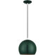 Piedmont 1 Light 10 inch Shiny Hunter Green with Polished Chrome Accents Pendant Ceiling Light
