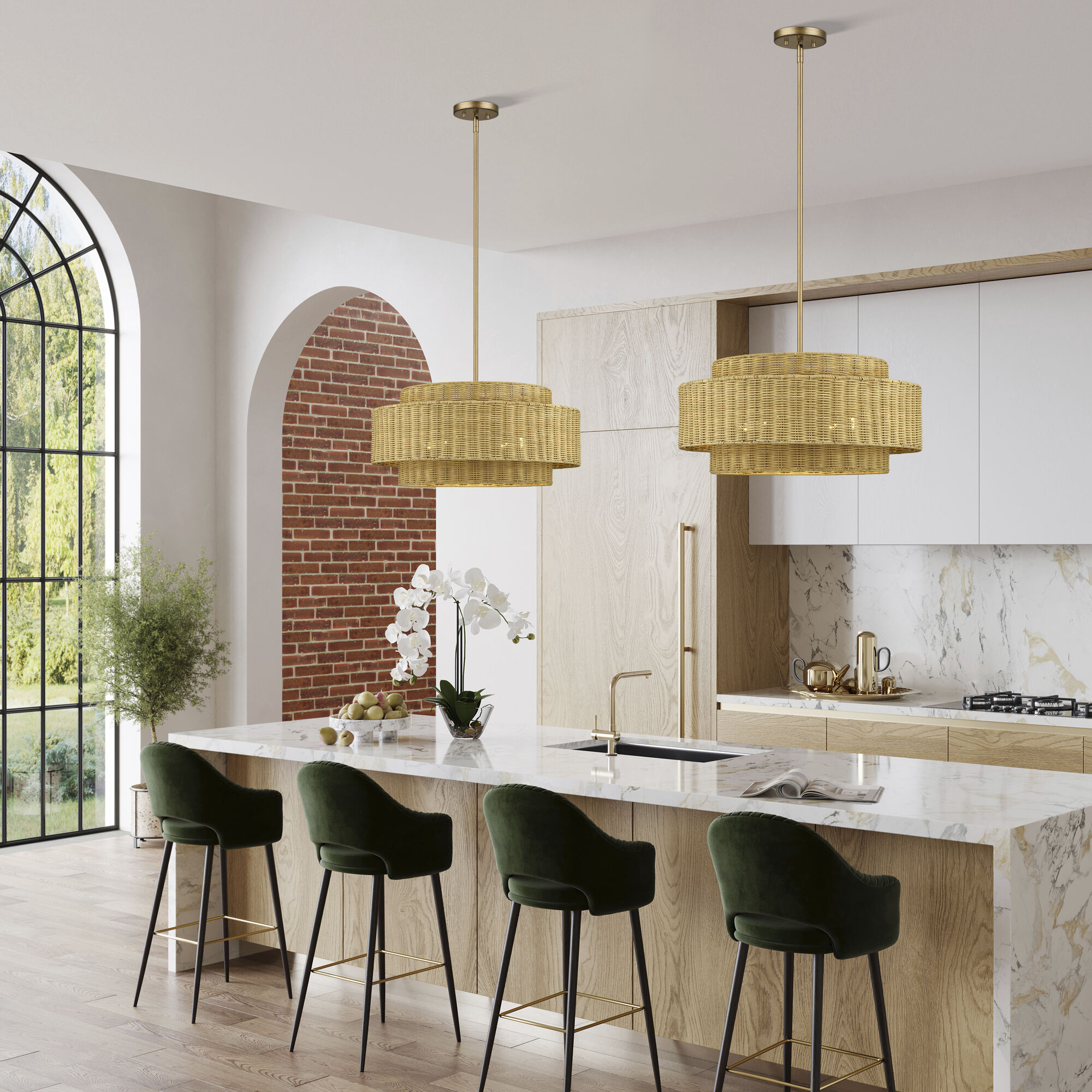 Weavington 5 Light 23 inch Antique Gold Leaf Pendant Chandelier Ceiling Light